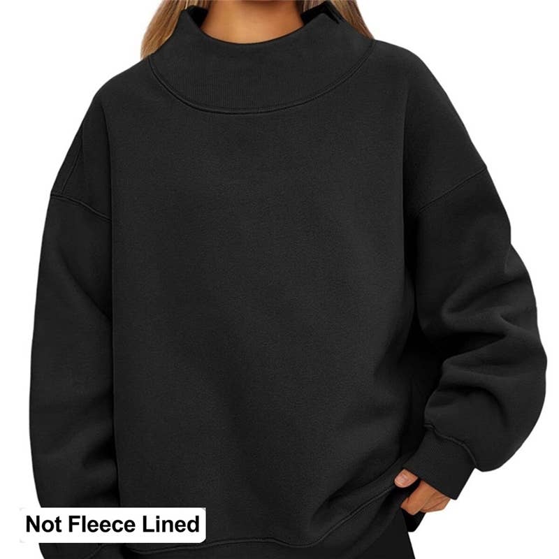 Solid Color High Neck Sweatshirt