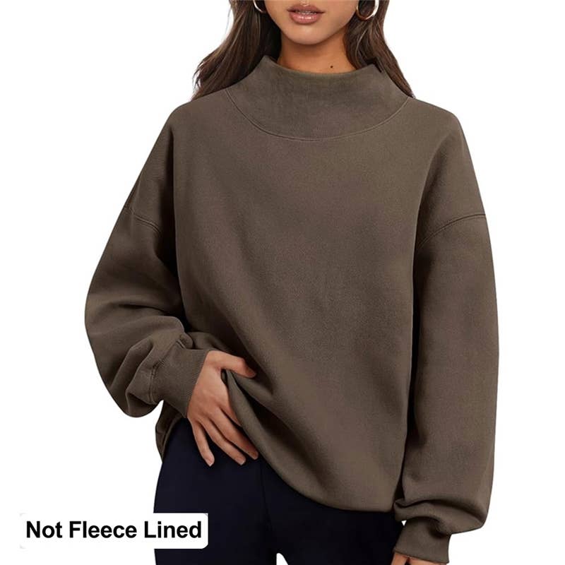 Solid Color High Neck Sweatshirt