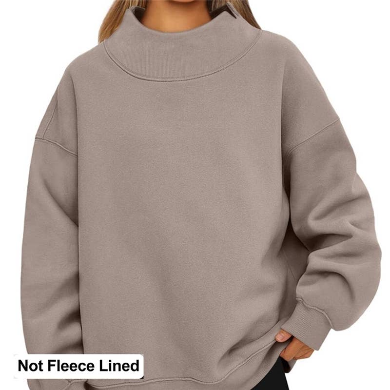 Solid Color High Neck Sweatshirt