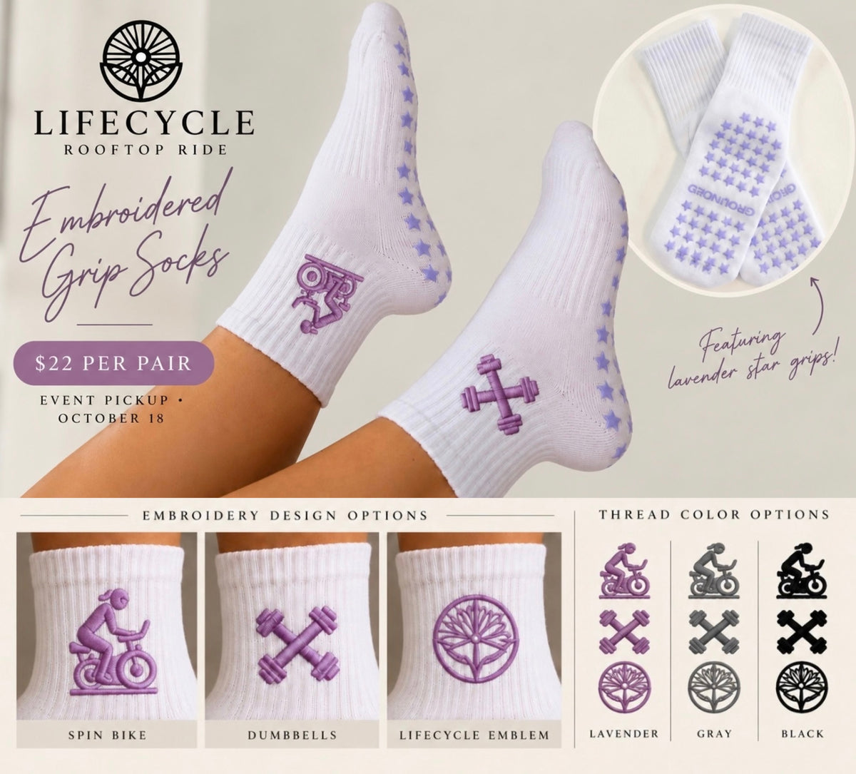 LifeCYCLE Embroidered Socks (Preorder)