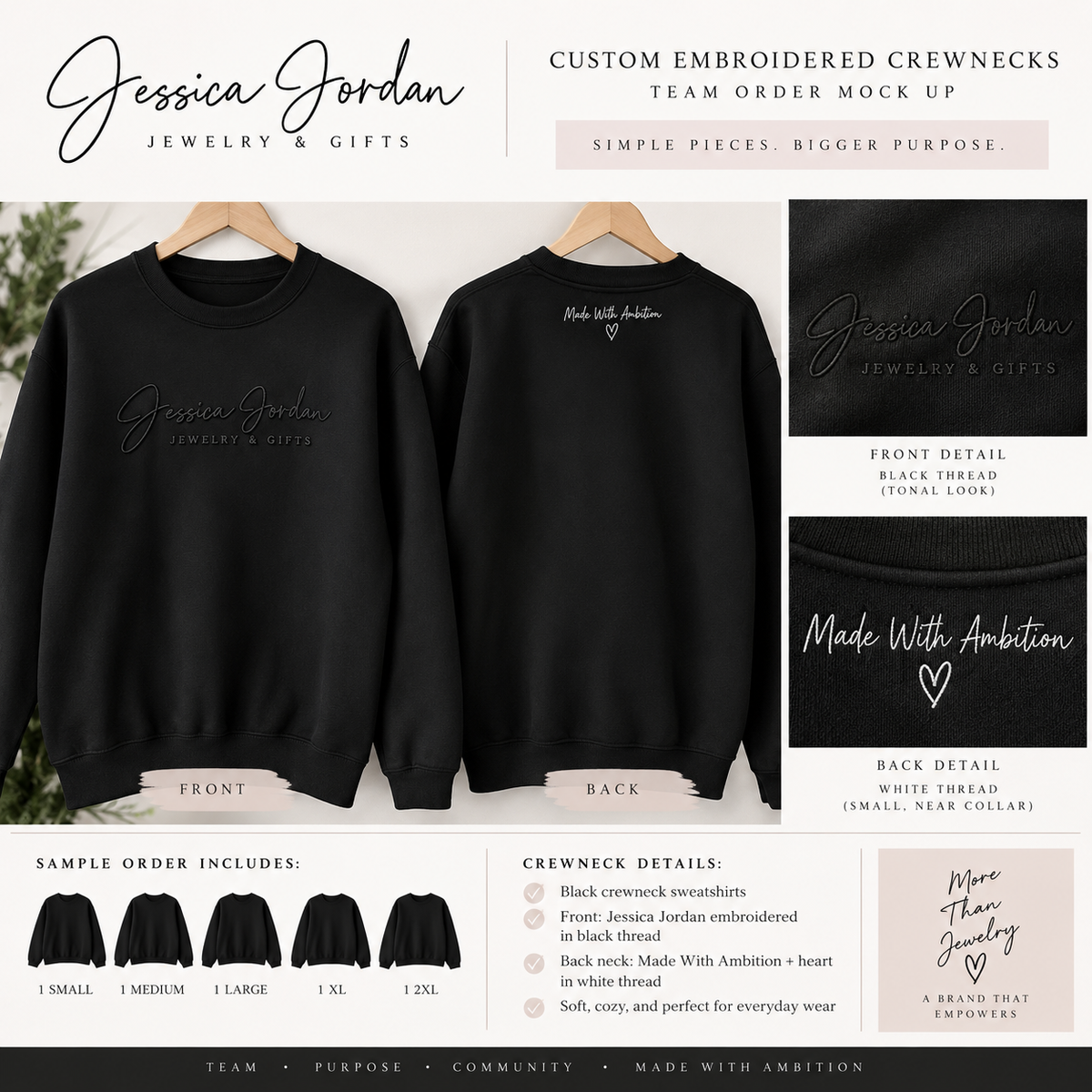 Jessica Jordan Custom Embroidered Crewnecks - Sample/Team Order
